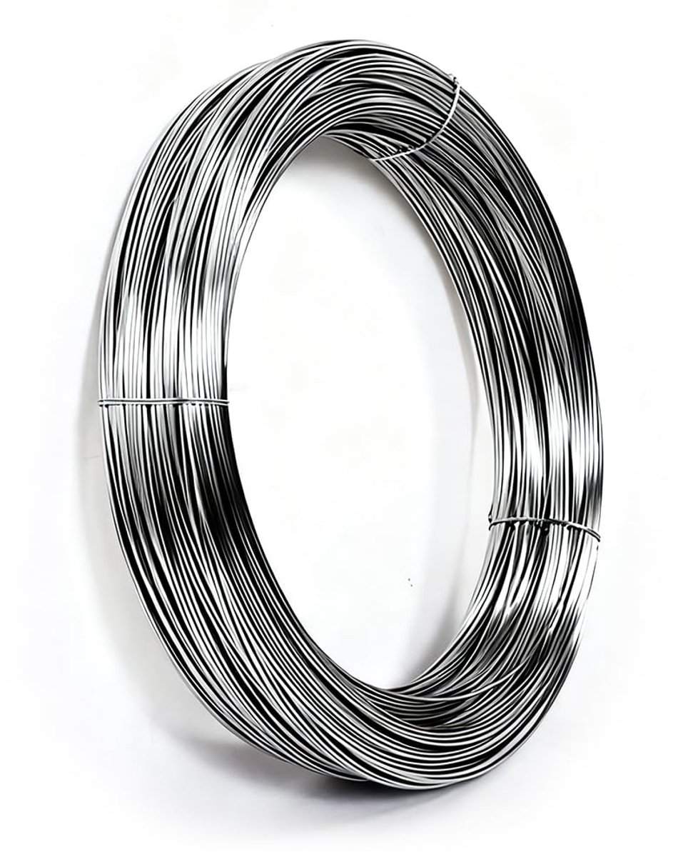 Draad, diameter 1 mm, 60 meter draad, roestvrij staal, zilver, knutseldraad, harde staaldraad, binddraad, tuindraad, knutseldraad voor doe-het-zelf knutselen, tuinbekabeling (1 mm