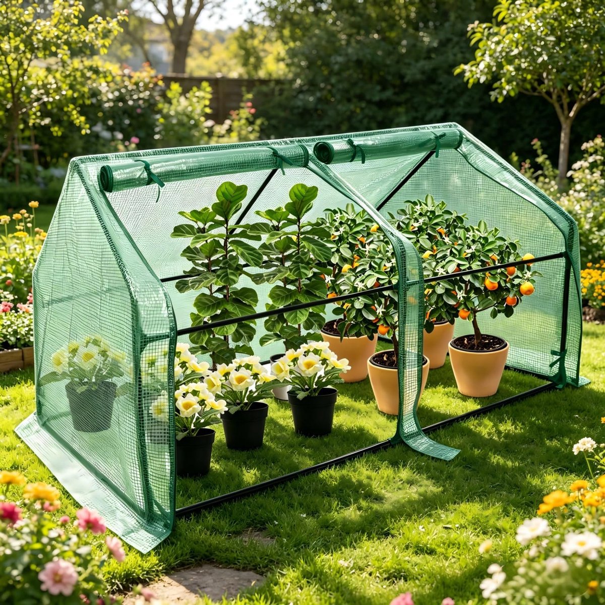 180 x 90 x 90 cm, tomatenkas en broeibak, met deur en raam, groen, warmteafdekking, vorst- en uv-bestendig, regenbescherming van HDPE