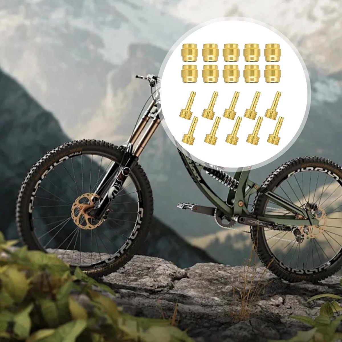 20 stuks kolive en pin, olijf en insert pin kit, fiets reserveonderdelen hydraulische slang, inzetstuk, aansluiting, olijfaansluiting, hydraulische schijfrem, remkabel, fietsslang, olijfinzetstuk voor