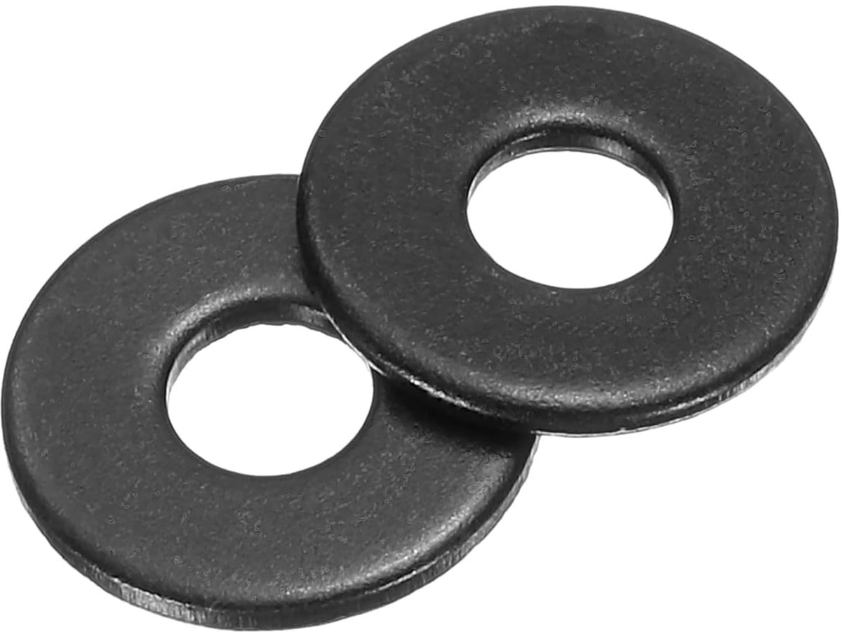 200 stuks M4 sluitringen van koolstofstaal, 12 mm buitendiameter, 1 mm dik, metalen afdichting voor schroeven en bouten, zwarte oxide-afwerking