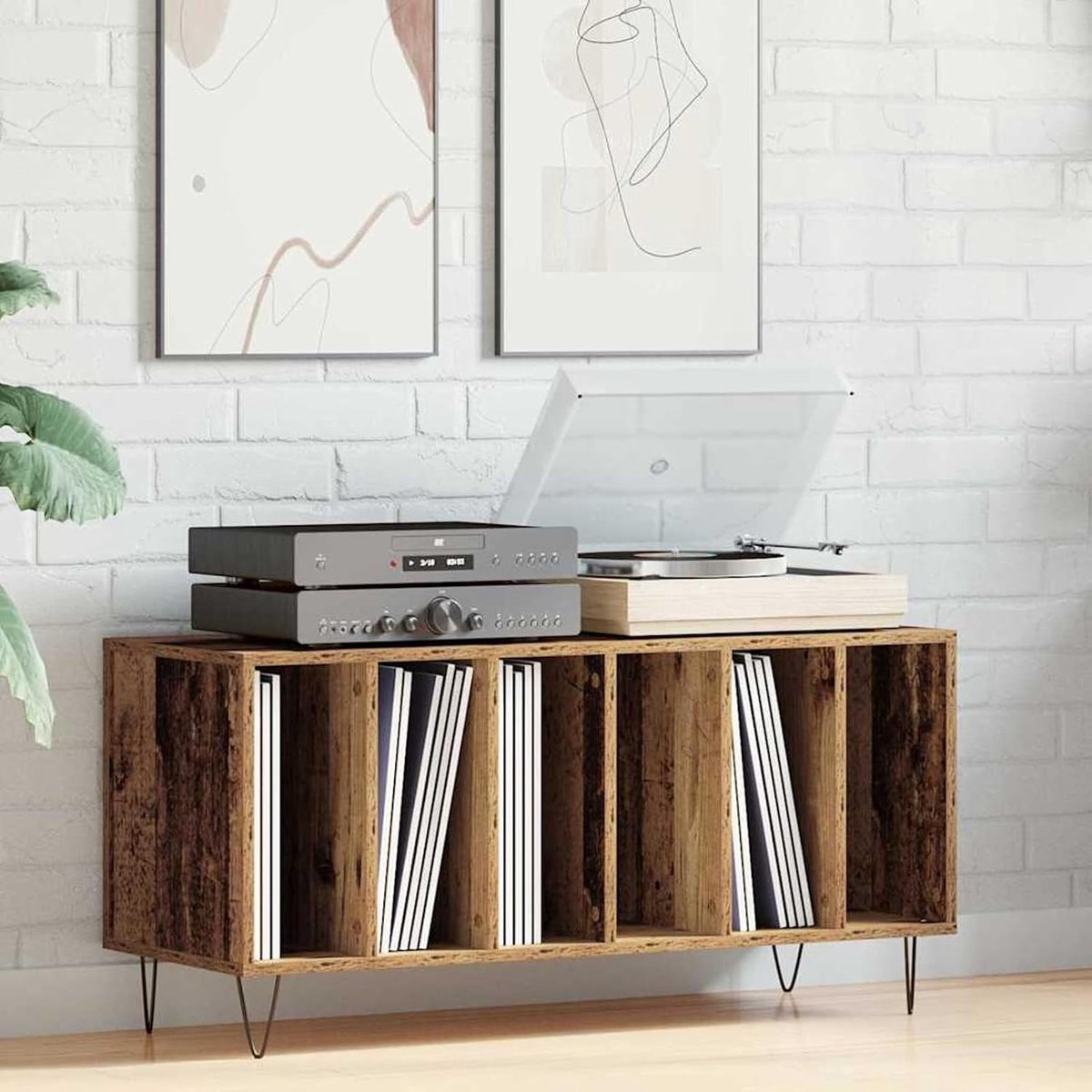 100 cm oude houtlook van houtmateriaal, 6-voudig regelbaar, binnen, stijlvol en stabiel