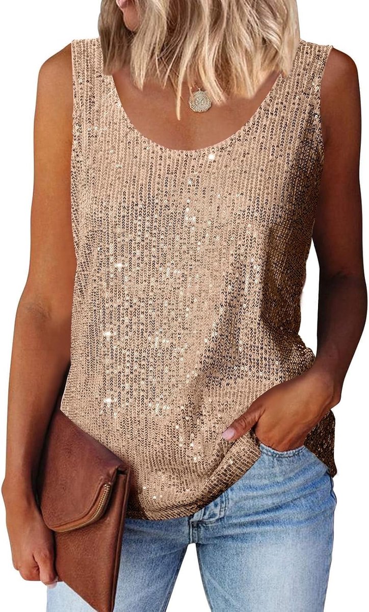 Pailletten mouwloze top vesten sprankelende tops
