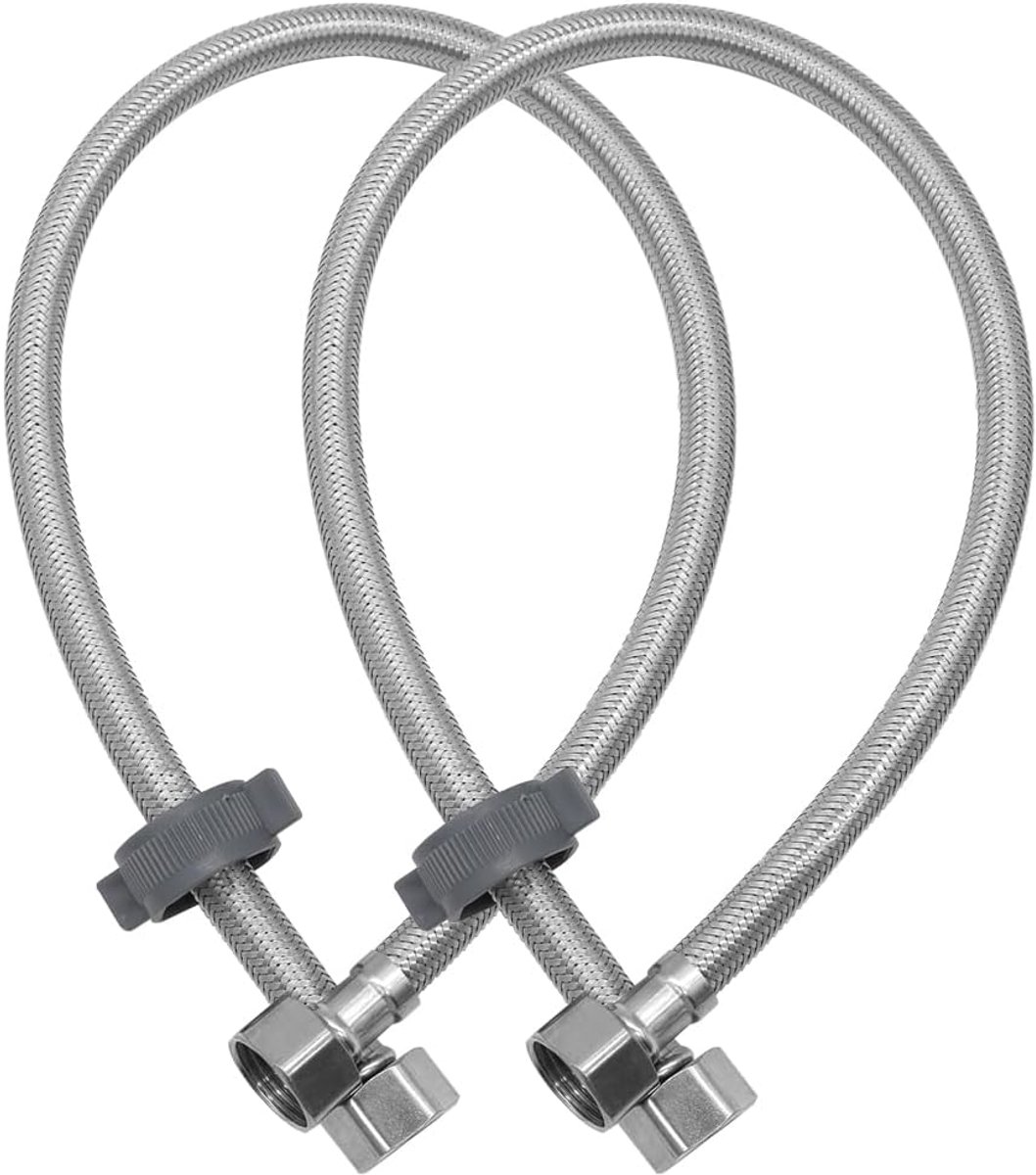 slang van roestvrij staal, 1,27 cm, flexibele buis voor badkamer, keukenspoelbak, 2 stuks