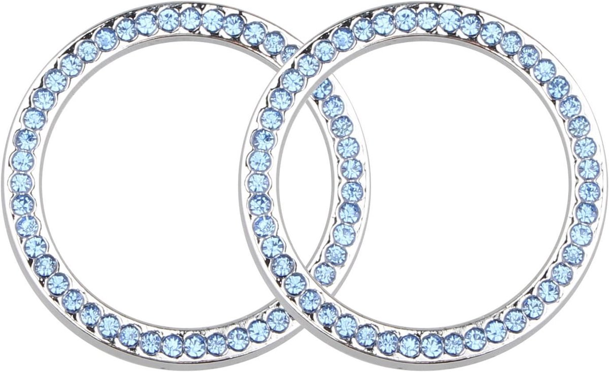 2 stks Auto Een Sleutel Motor Start Knop Ring Sticker Embleem Crystal Strass Ring Auto Start Motor Ontsteking Sleutel & Knop Bling Auto Interieur Decoratieve Diamante Ring Unieke Luxe Gift Blauw