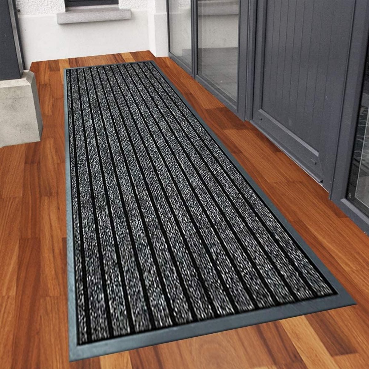 Tapijt Grijs Rubber Zijkant Achterkant Wasbaar Antislip Super Lang Geschikt voor Smalle Hal Slaapkamer Woonkamer Gemakkelijk schoon te maken!,60CM*90CM