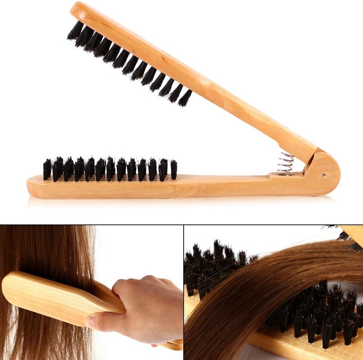 Haarkam Dubbele Borstels Anti Statisch Houten Haar Styling Gereedschap voor Thuisgebruik