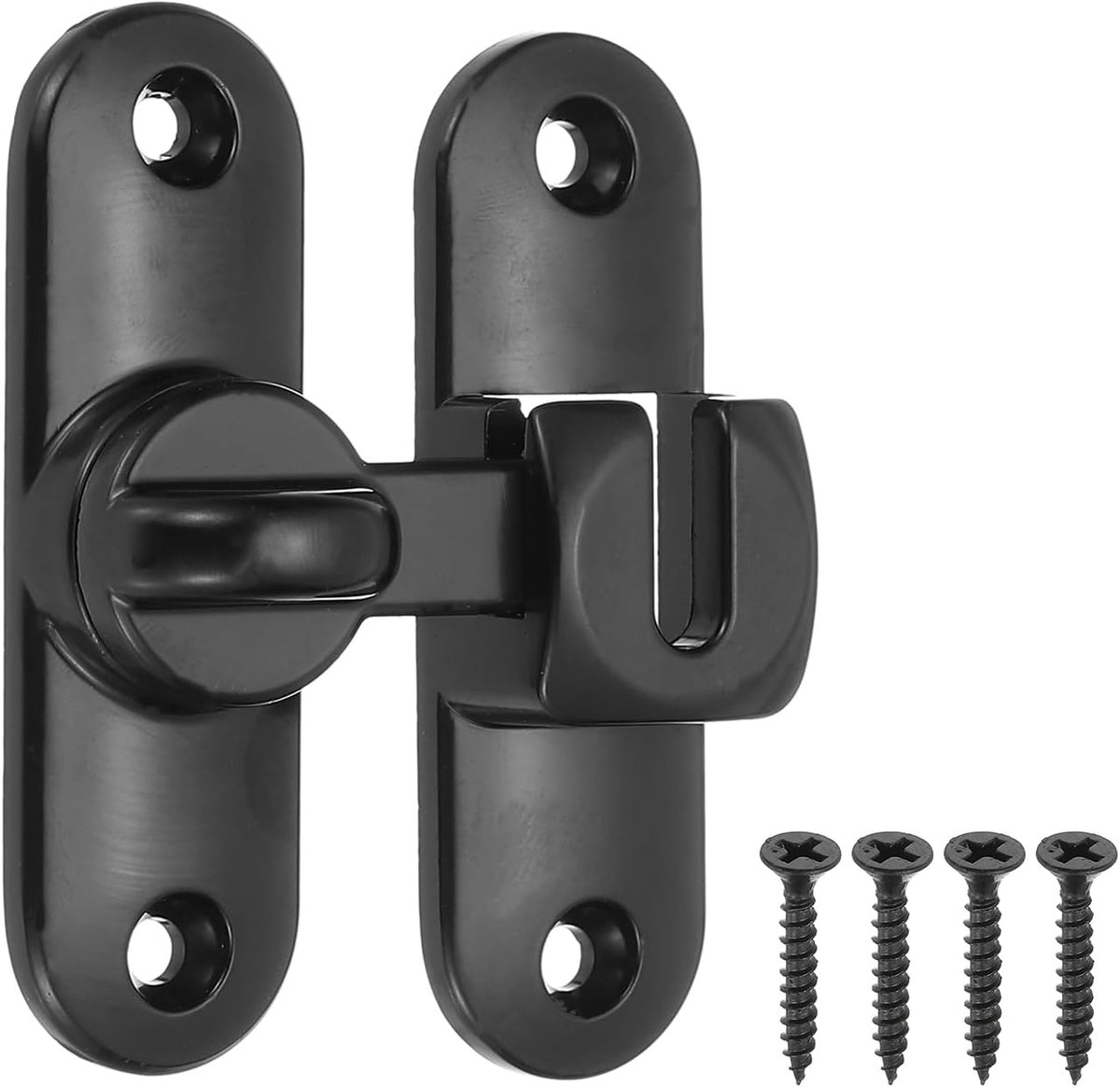 1 Pack Flip Schuifdeur Klink Veiligheid Bar Gate Lock Hardware voor Kast Badkamer Slaapkamer Tuin, Zwart