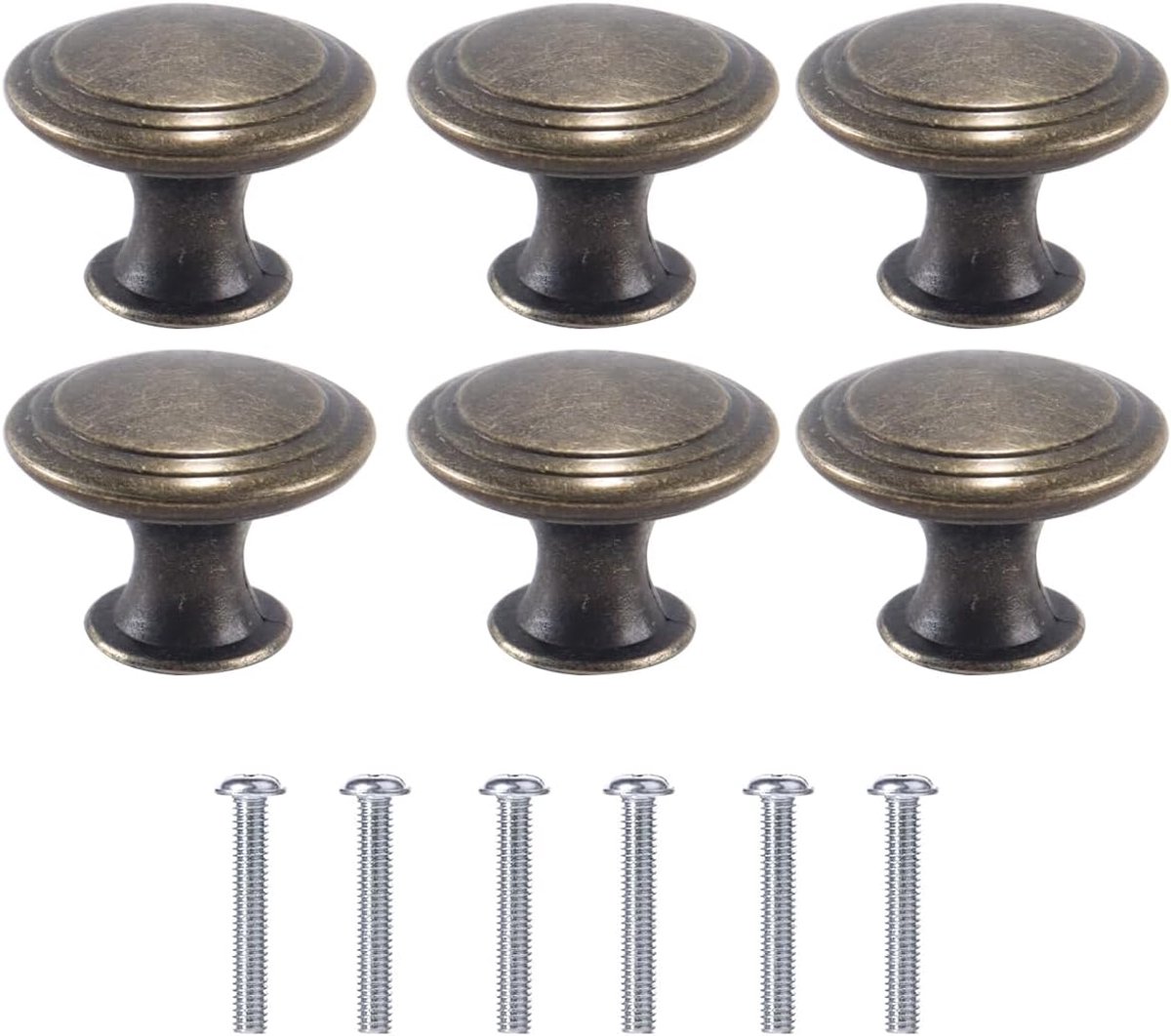 6 stuks antieke bronzen kastknoppen, vintage kasthandgrepen, voor meubels en doe-het-zelf-projecten (brons)