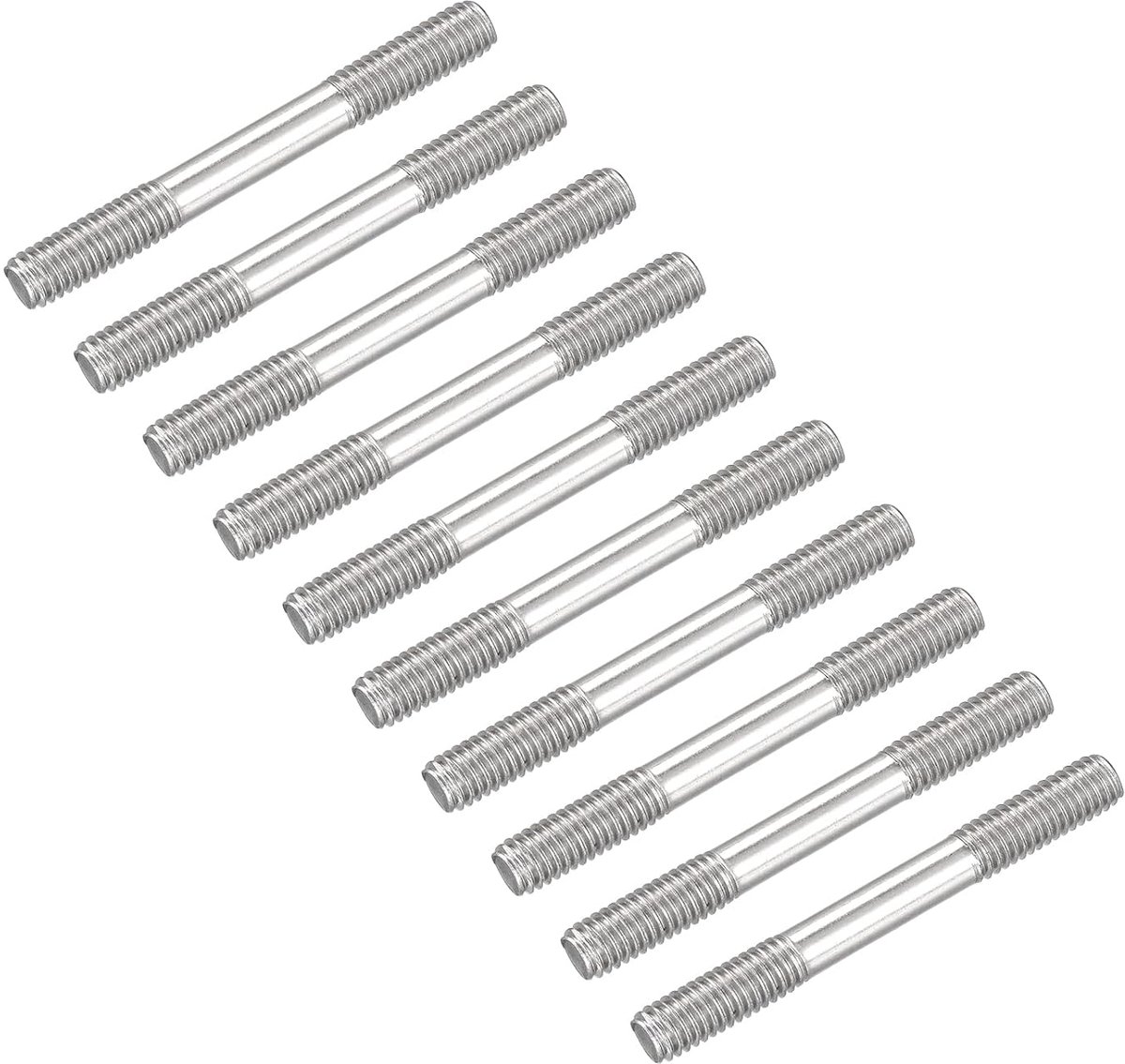 Dubbelzijdige penschroeven (M6-schroefdraad 50 mm lengte) 20 stuks, 304 roestvrijstalen dubbele schroefdraadbouten, voor huishoudelijk onderhoud