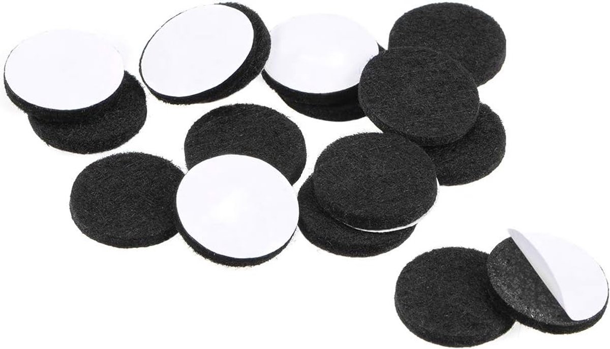 sourcing map 16 stuks meubelpads zelfklevende vilten kussens 20 mm diameter. 3 mm dik rond zwart