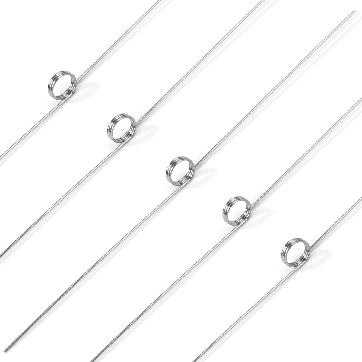 Torsieveren van roestvrij staal, draaddiameter 0,4 mm, binnendiameter 4 mm, armlengte 40 mm, hoek 180°, 3 omwentelingen links 0,4 x 4 x 40 mm