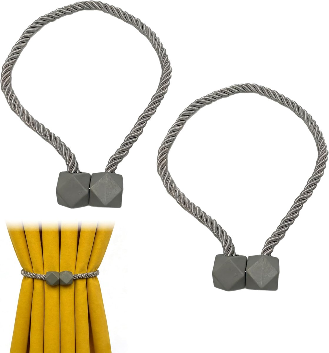 Magnetische Gordijn Touwen - 50 cm - Handgeweven Polyester - Sterke RVS Magneten - Voor Gemakkelijk Gebruik - ShopVlot