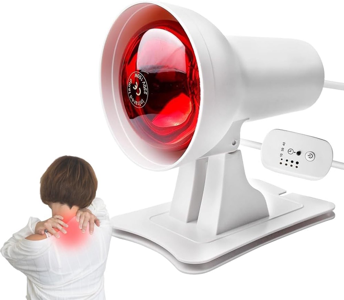 Rotlichtlamp 150 Watt - Infrarotlamp met tijdschakelaar - Instelbare temperatuur - Voor spierontspanning - ShopVlot