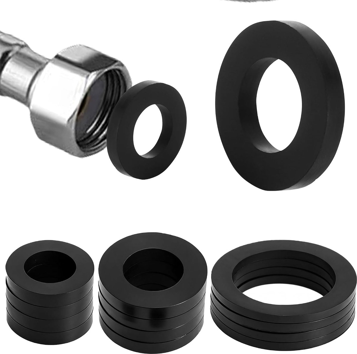 Sealing rings 12pcs - 1/2 inch, 3/4 inch, 1 inch - rubber - voor het afdichten van lekkende kranen - ShopVlot