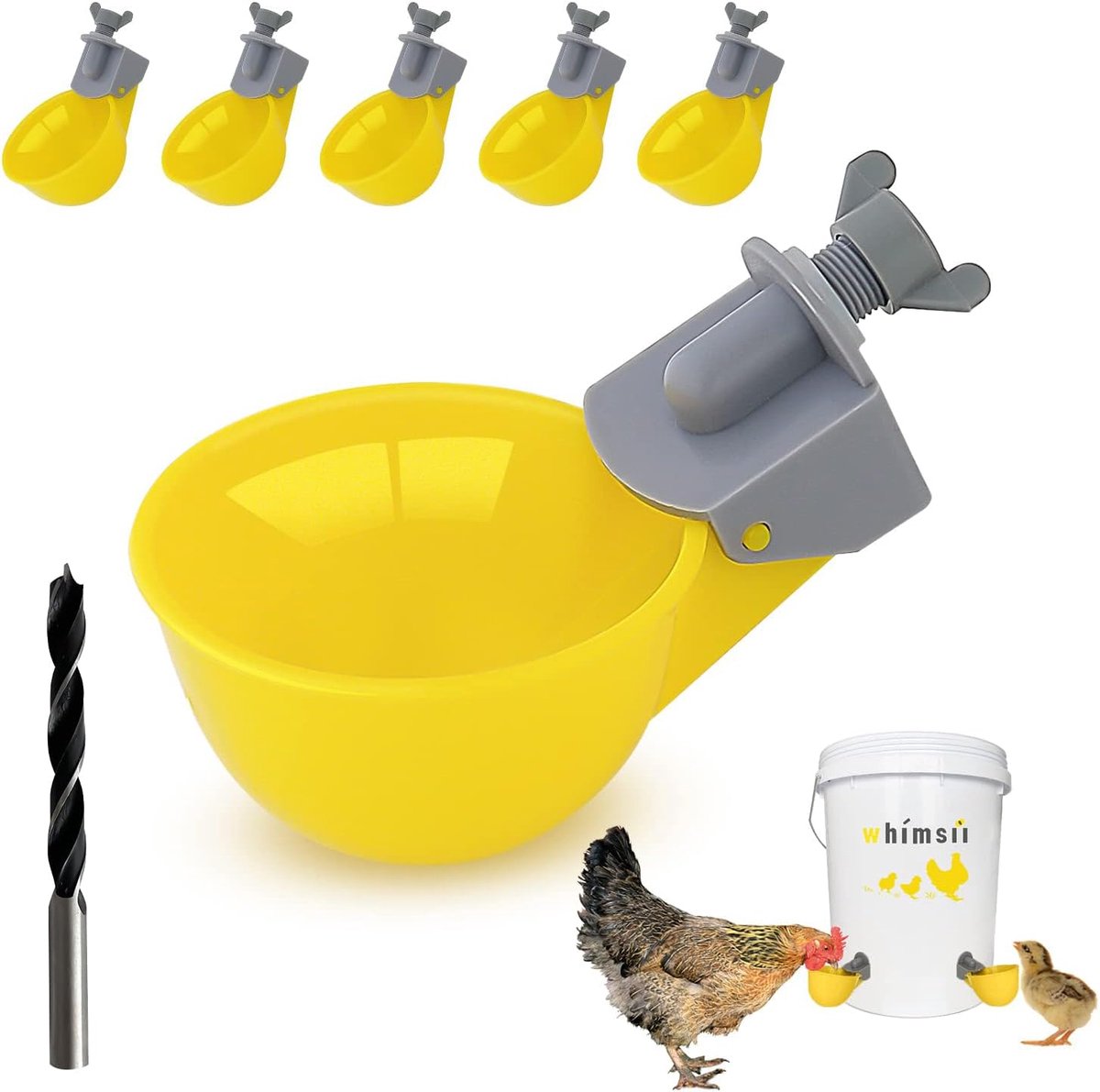 Kippenwatercups Feeder (6 Pack) - Automatische Watergever - Anti-lek systeem - Houdt 50% meer water vast - ShopVlot