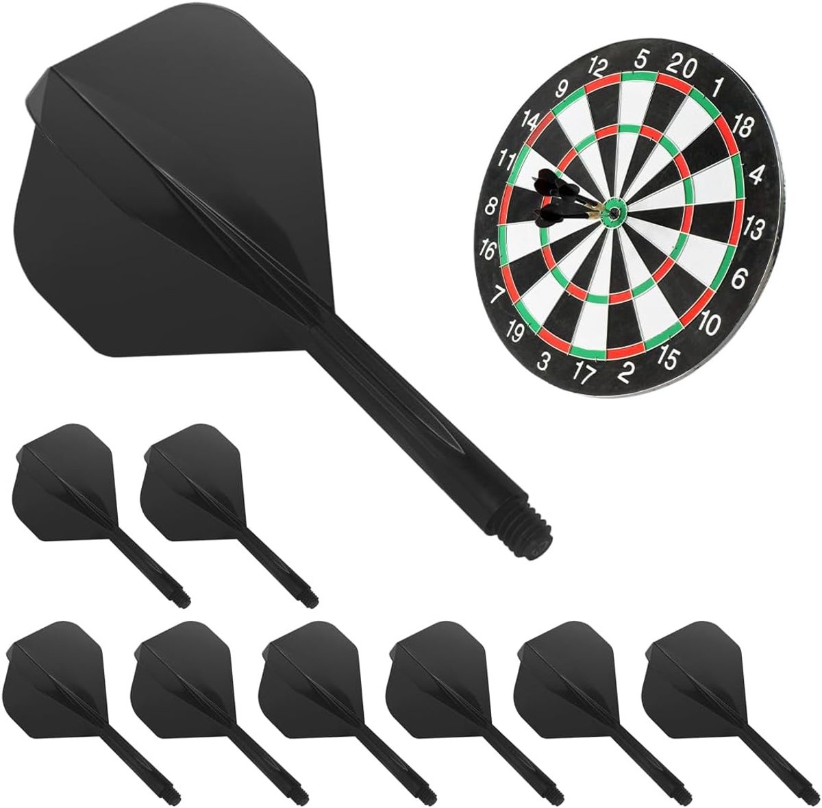 Dartpijlen set van 9 stuks - zwarte dartflights met stangen - versterkt en duurzaam - ideaal voor vrijetijdstraining - ShopVlot