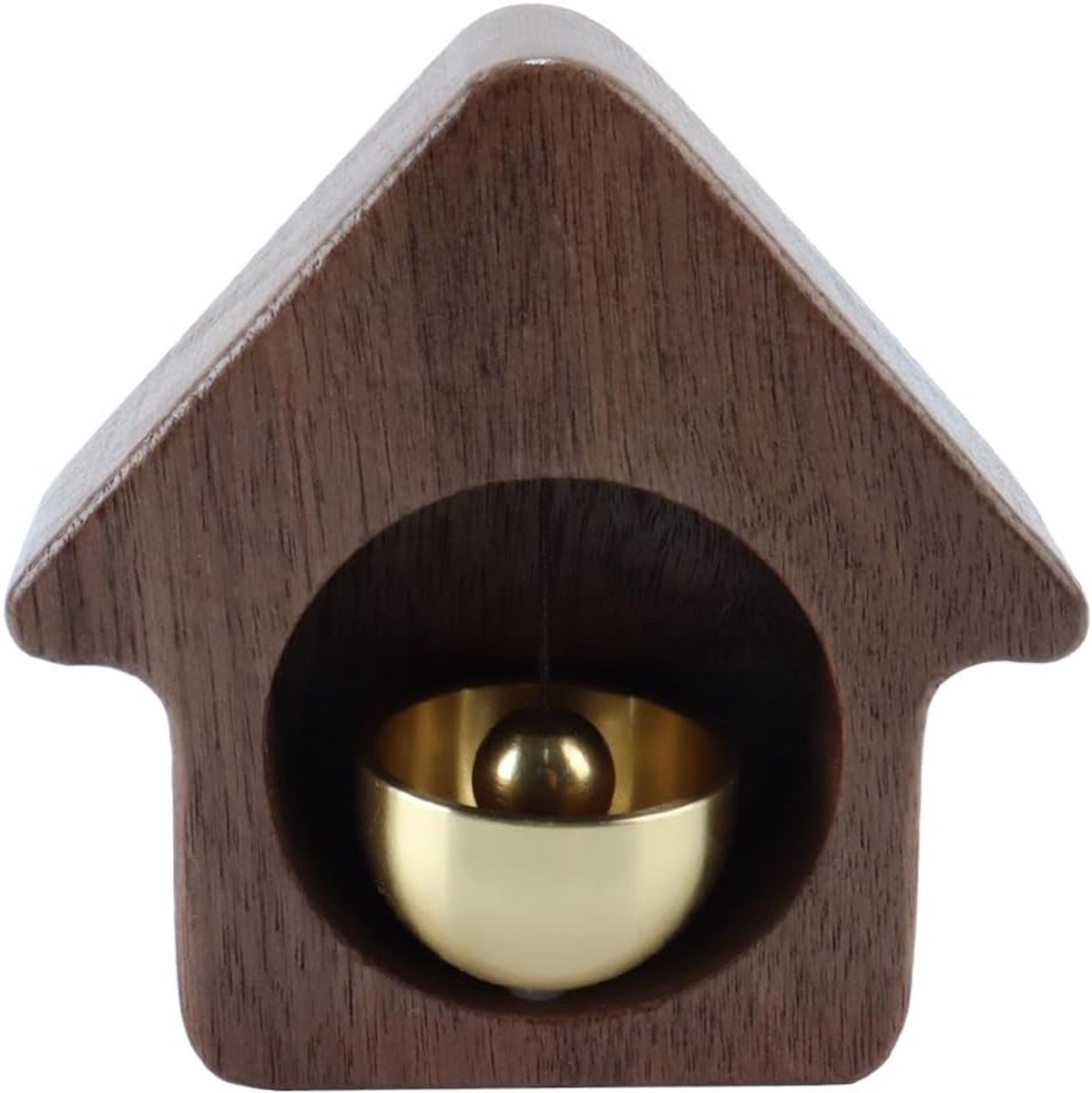 Houten deurbel met magnetische chime - messing en hout - warme uitstraling - perfect voor winkel en huis - ShopVlot