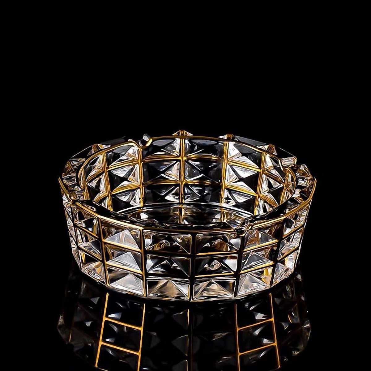 Kristallen kom 16 cm - handgeschilderd goud - diamantvormig - elegant voor decoratie - ShopVlot
