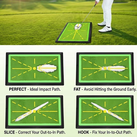 Golftrainingsmat 44,4 x 30,8 cm - Oefenmat met antislip rubberen basis voor nauwkeurige balstriking, golfswing en training voor beginners en gevorderden — afbeelding 3
