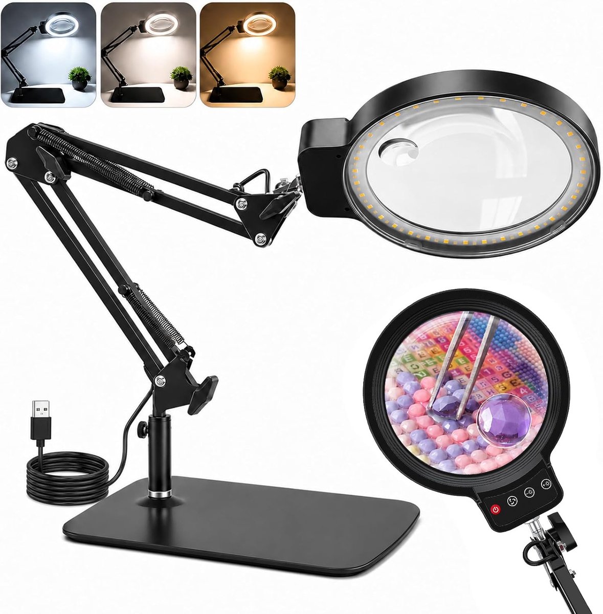 Vergrootglas met licht 12,7 cm - 30x en 10x vergroting - instelbare helderheid - ideaal voor precisiewerk - ShopVlot
