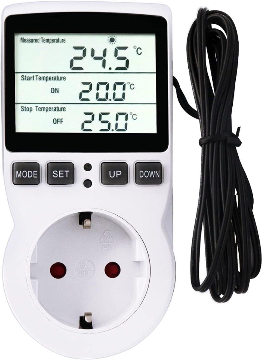 ZRNS® Thermostaat Stopcontact - Temperatuurregelaar - Met Randaarde - Timer