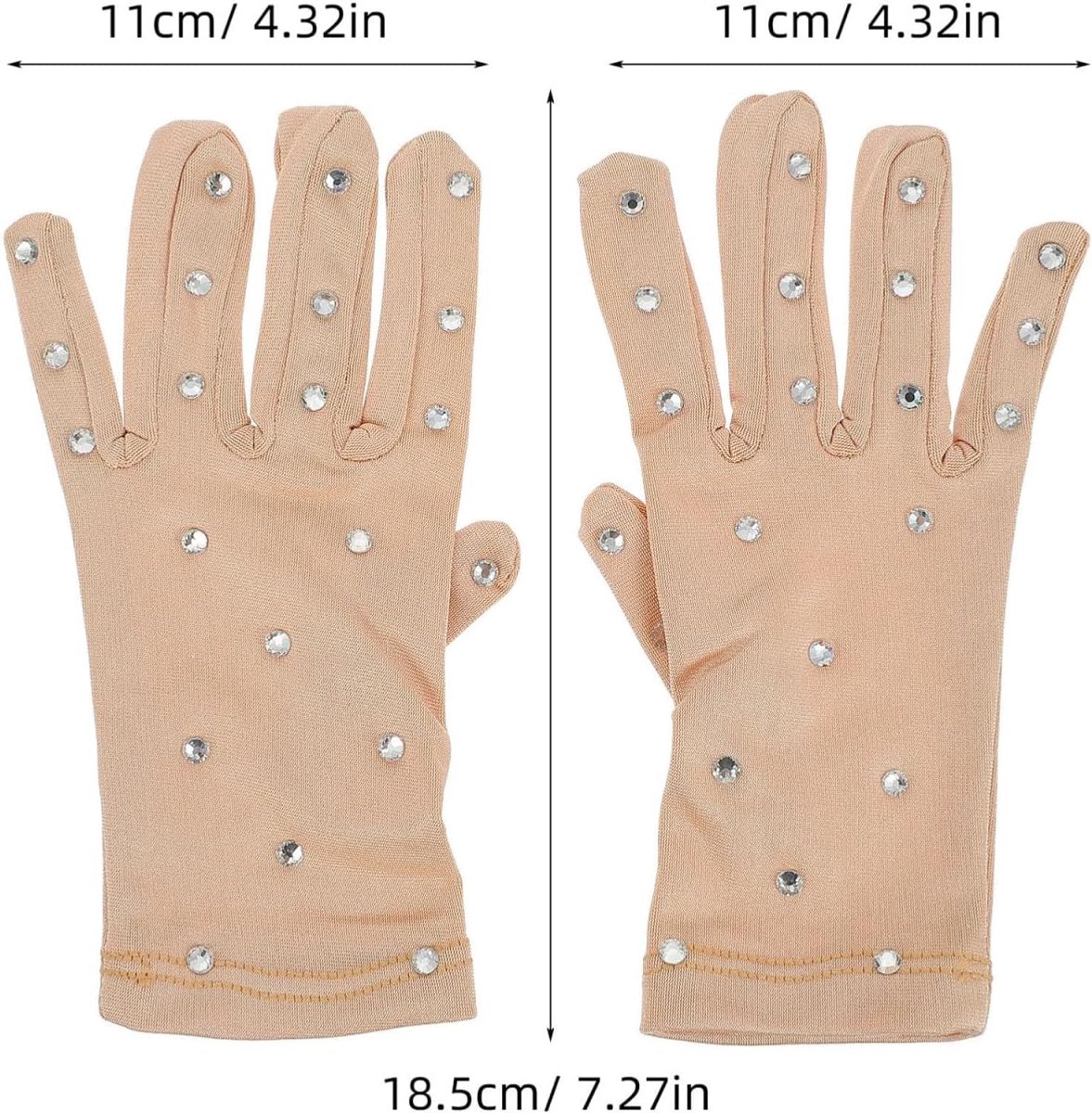 SnelShoppen - Figurerende Schaats Handschoenen met Rhinestones voor Vrouwen, Retro Thema, Transparante Stof, Ademend, Perfect voor IJs Schaatsen en Fe