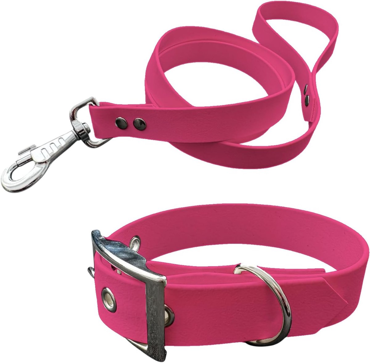 Hondhalsband en lijn medium (45-55 cm) - fuchsia - BioThane - waterdicht en gemakkelijk schoon te maken - ShopVlot