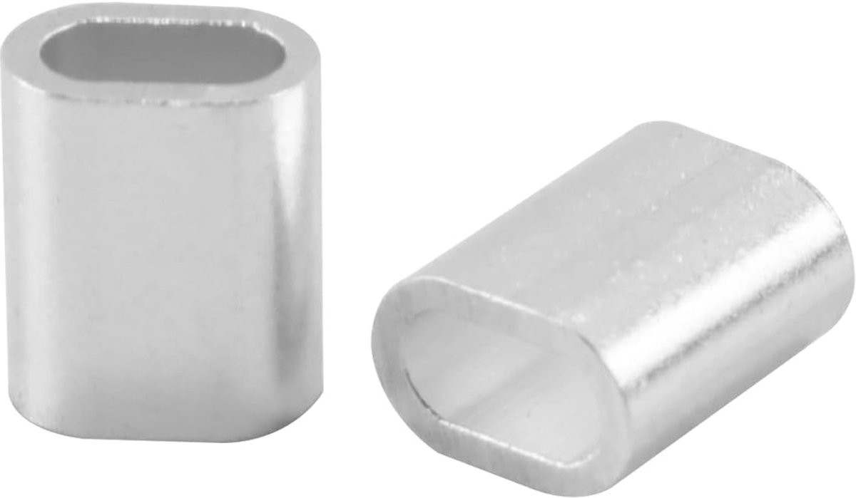 Aluminium persklemmen 100 stuks - ovale staaldraadklem met 3 mm gat - sterke en corrosiebestendige bevestiging - ShopVlot