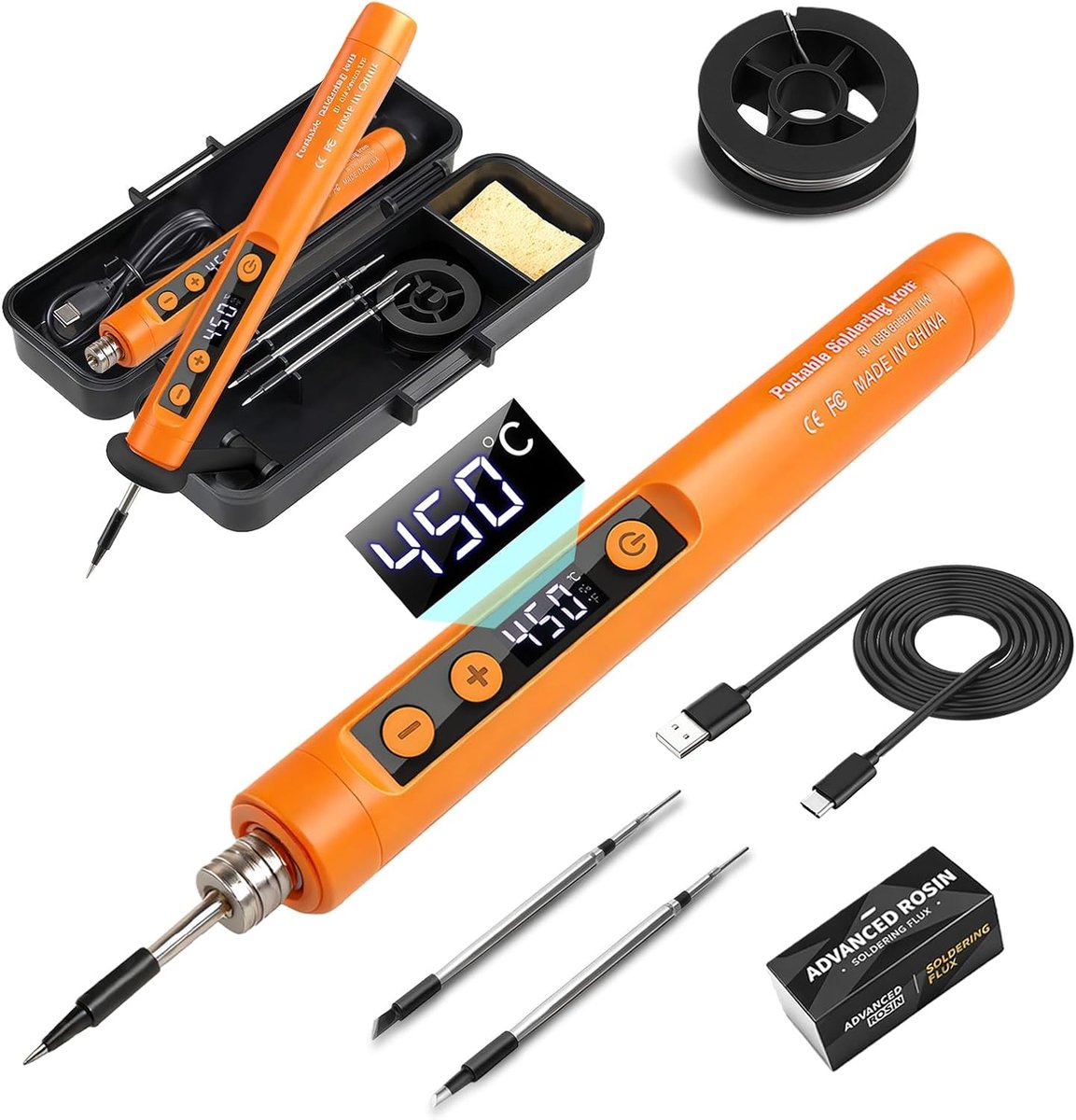 Draadloze soldeerbout set - Oplaadbaar met LCD-display - Instelbare temperatuur 180℃-450℃ - ShopVlot
