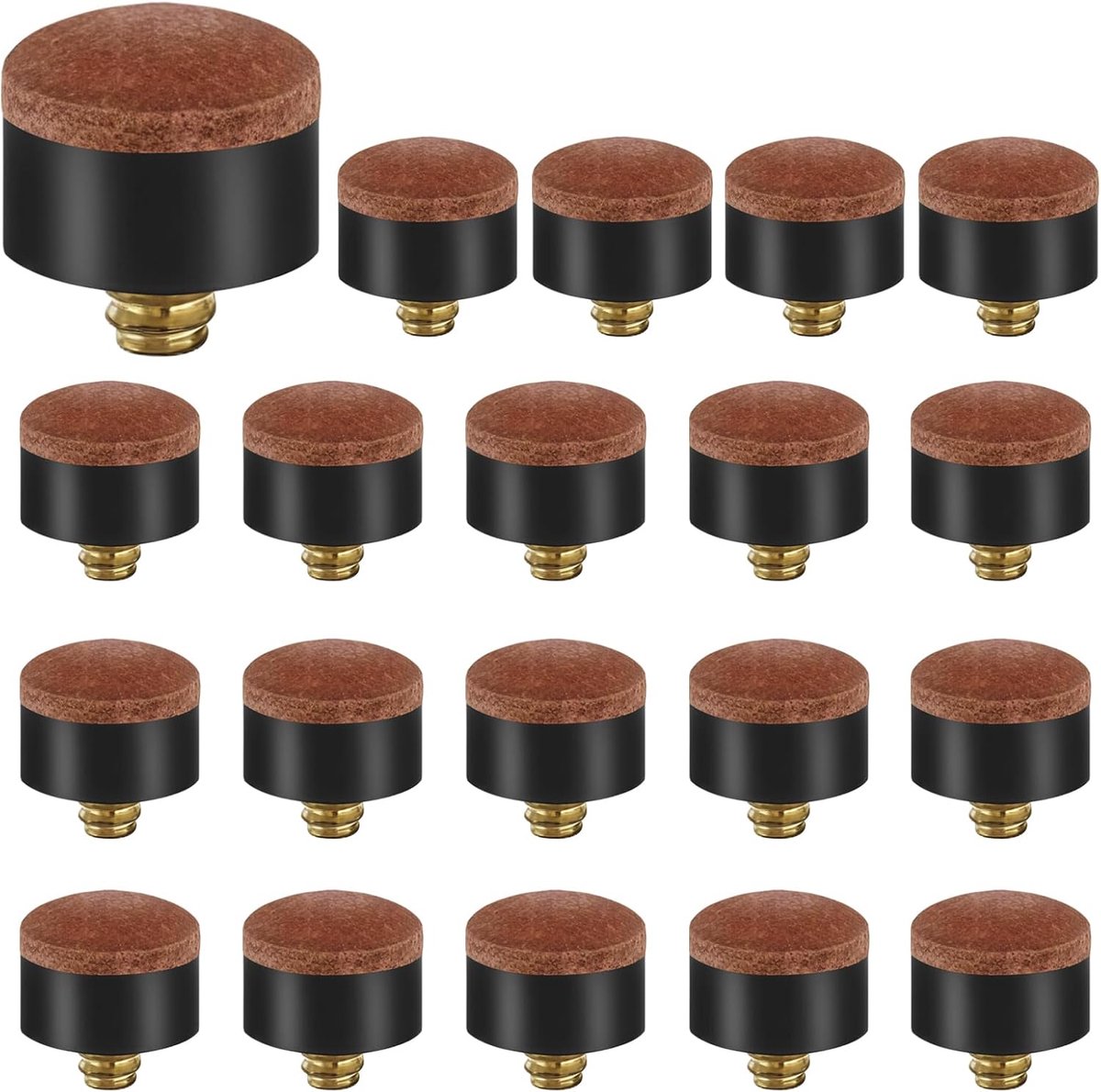 Poolkeu tips - hard leer - vervangbare schroef tips - 20 stuks - ShopVlot