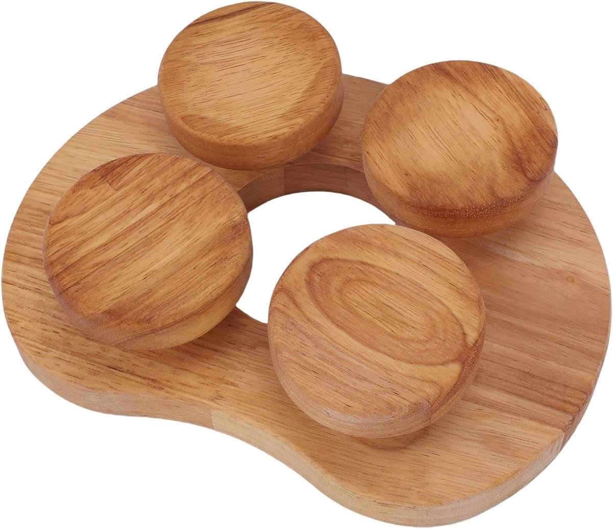 Sauna hoofdsteun 17x23 cm - houten 4-punts met draaiplateau - nek- en schouderontspanning - ideaal voor elke ligpositie - ShopVlot