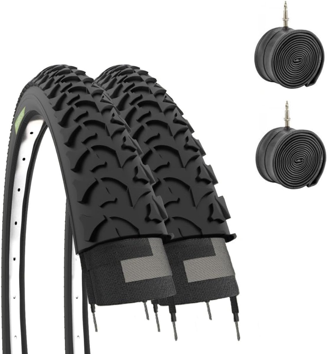 SnelShoppen - 2 MTB Fietskoppen + 2 Luchtkamers 26 x 1.95 (50-559) Zwart - Mountainbike Banden voor Avontuurlijke Rit