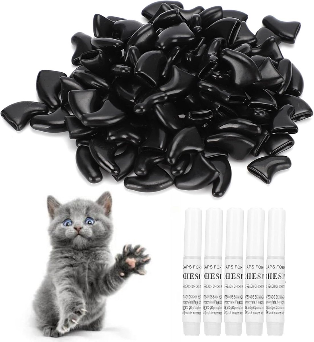 Kat nagelcovers 100 stuks - Antikras voor kitten en hond - Bescherming tegen huidziekten - ShopVlot