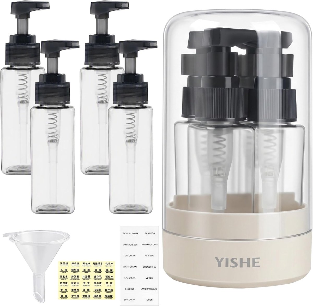 Reisflessen 4-in-1 35 ml - Lekvrij met trechter - Compact voor handbagage - Ideaal voor shampoo en crème - ShopVlot