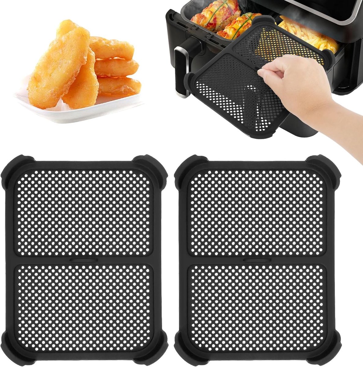 Splash guard voor air fryer - 2 stuks - silicone materiaal - effectieve vetspatten bescherming - ShopVlot