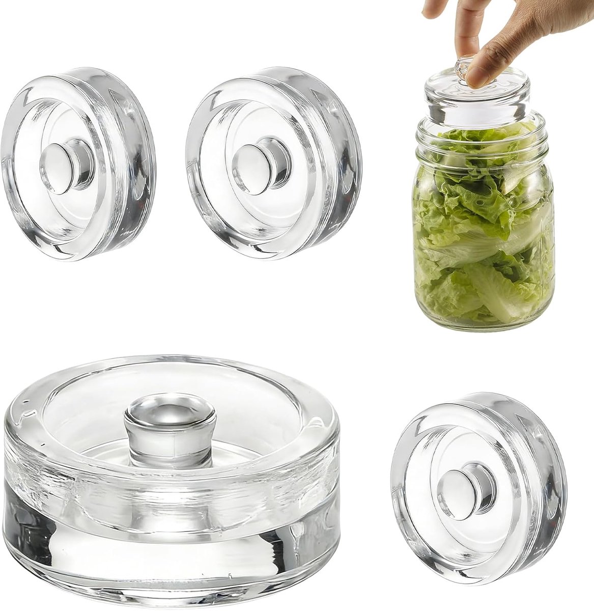 Fermentatiegewichten Ø 7 cm - Glasgewichten met Handvat - Herbruikbaar voor Inmaakglazen - ShopVlot