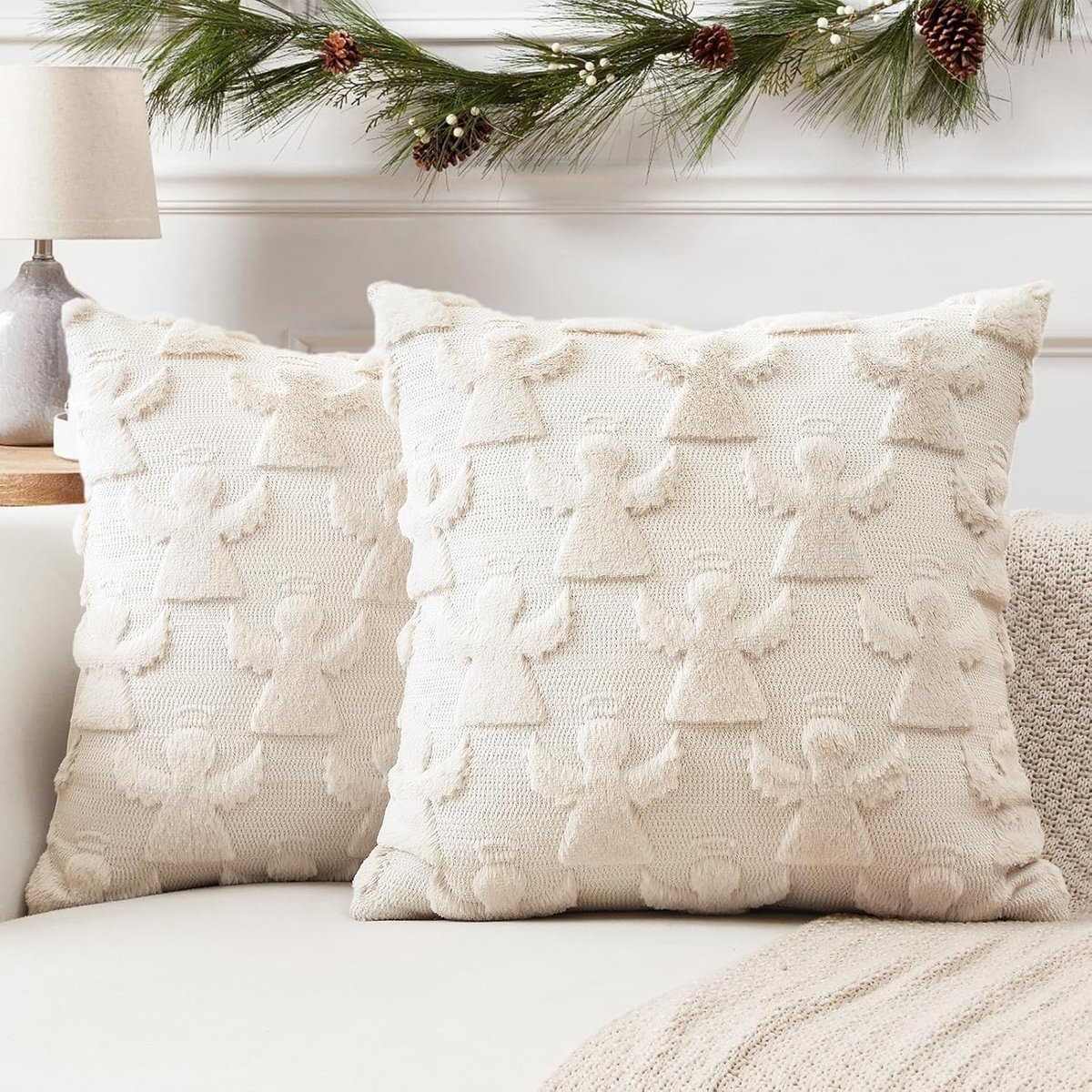 Cushion Covers 60 x 60 cm - Pluche Korte Wol Velvet - Kerstboom en Eland Motief - Perfect voor Sofa of Slaapkamer - ShopVlot