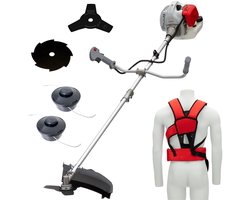 IKRA benzine-bosmaaier IBF 4342, incl. 2 draadspoelen, 3-tands en 8-tands mes en schouderriem