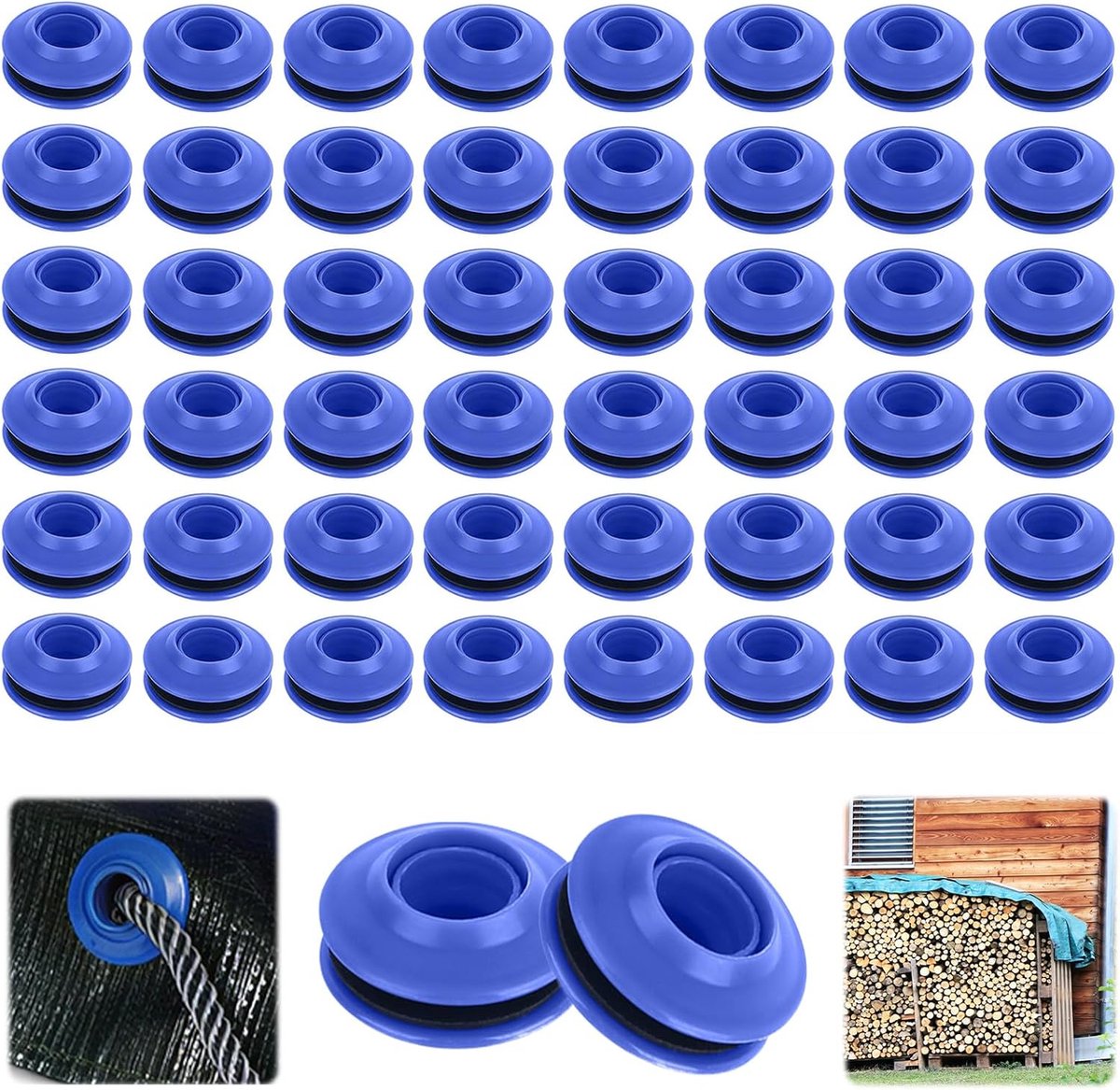 Oogjes voor dekzeilen 50 stuks - kunststof inslagringen - blauw - eenvoudig te installeren - ShopVlot