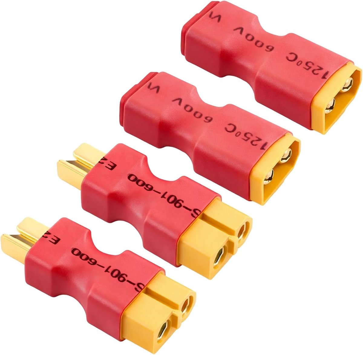 XT60 Adapter Kit - 4 stuks XT60 naar T Plug - Hoogstroom tot 60 A - Eenvoudige installatie - ShopVlot