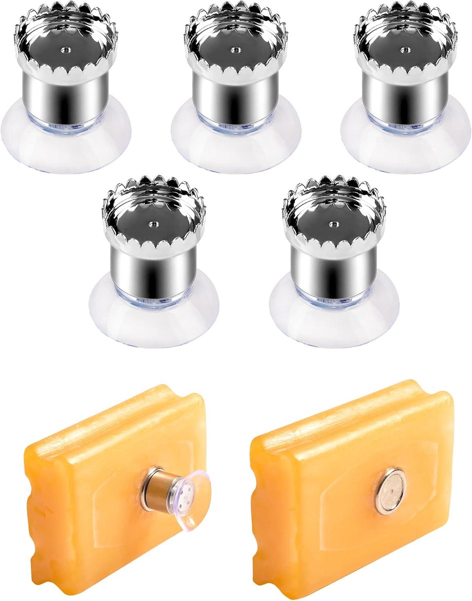 Magnetische Zeepdispenser 5 Stuks - Met Zuignap - Hygiënisch en Droog - Ideaal voor Badkamer en Keuken - ShopVlot
