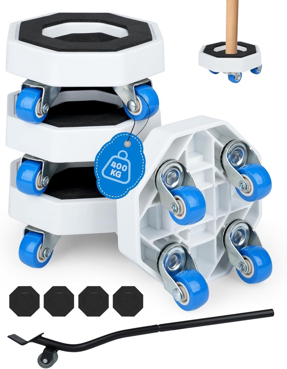 meubel transportwielen set - 4 stuks - rubber - eenvoudig te verplaatsen - ShopVlot