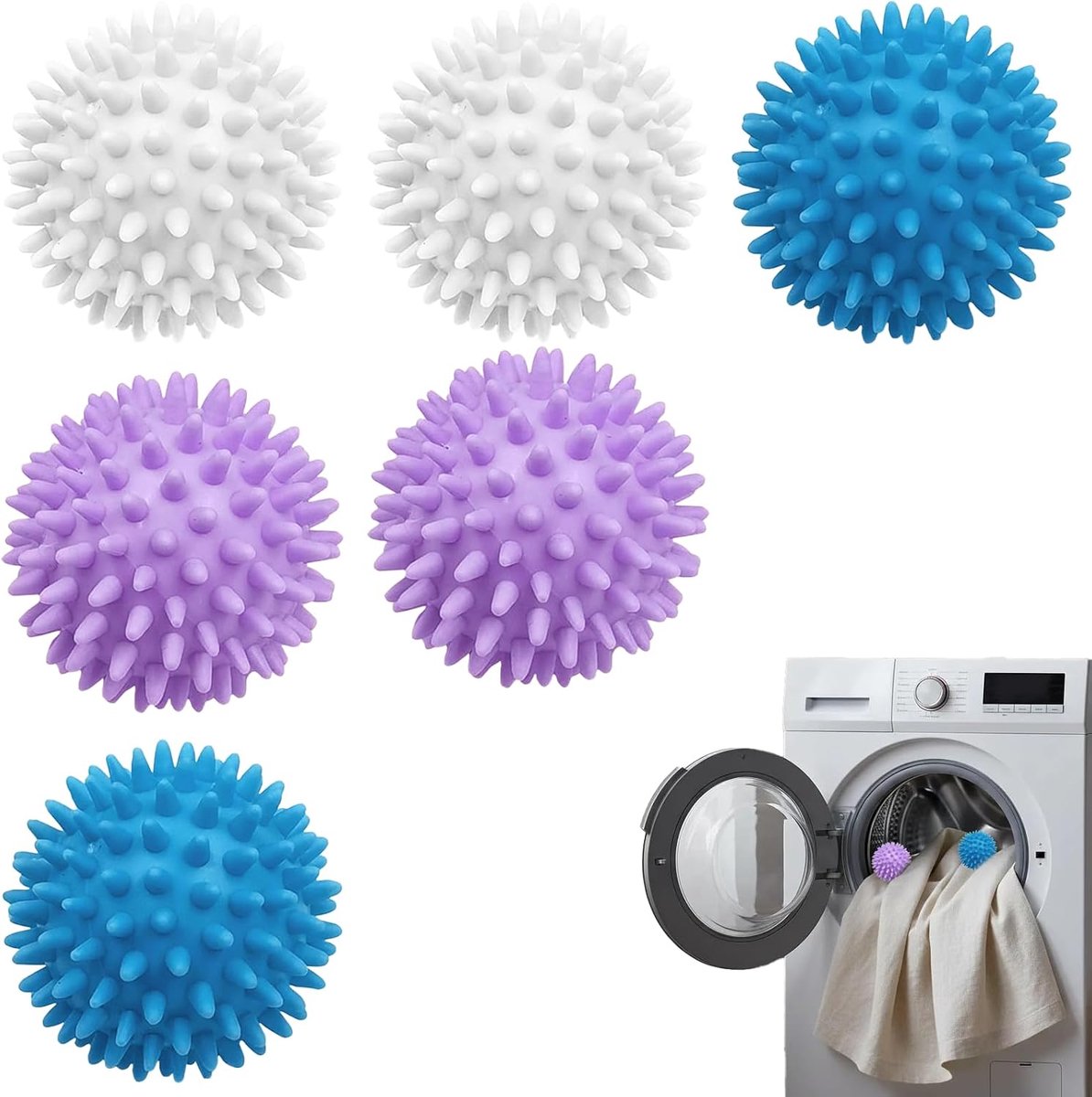 Wasballen 6 stuks - Herbruikbare drogerballen - Beschermt kleding - Voor thuisreiniging - ShopVlot