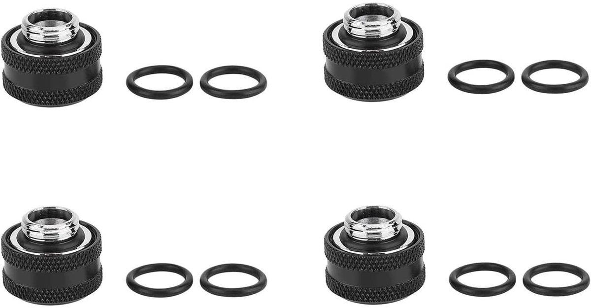 Waterkoeling fitting 4-pack - OD 14mm rigid buis - hoge kwaliteit - voorkomt lekkage - ShopVlot