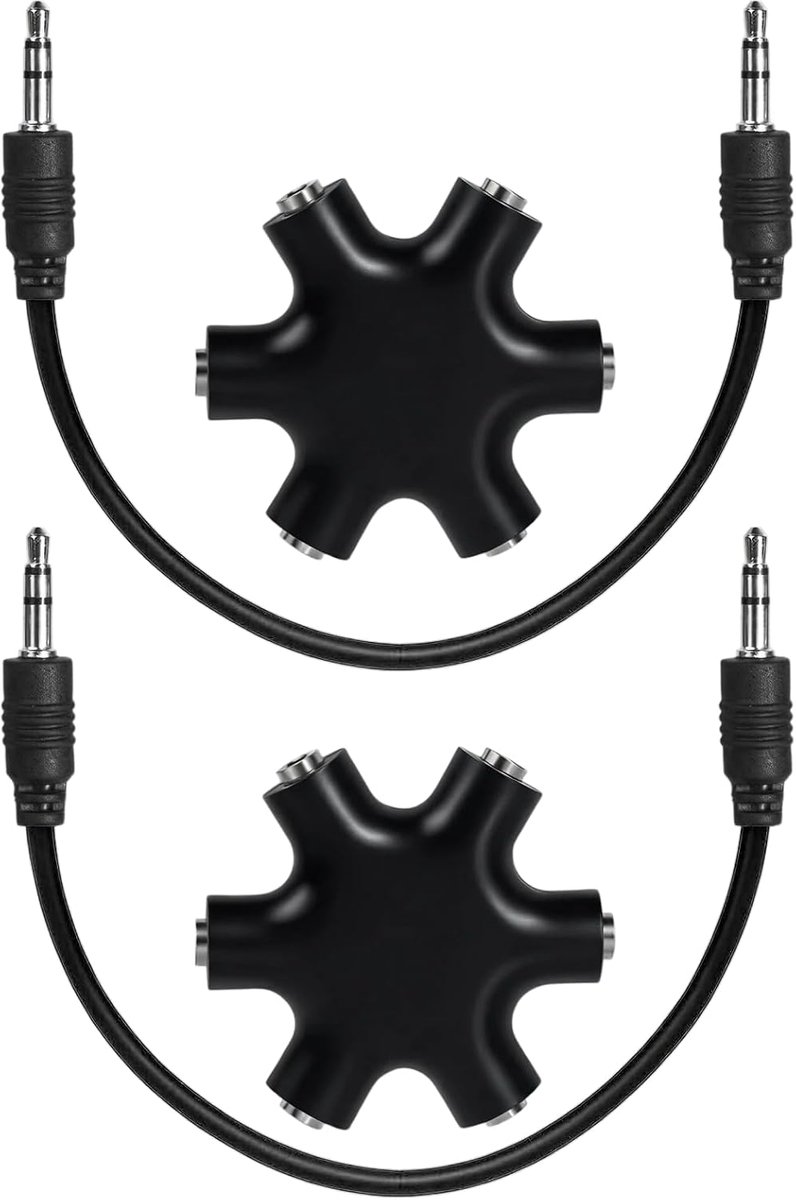 Koptelefoonsplitter 5-voudige audio-adapter - AUX multi-adapter - gelijktijdig 5 hoofdtelefoons - ShopVlot