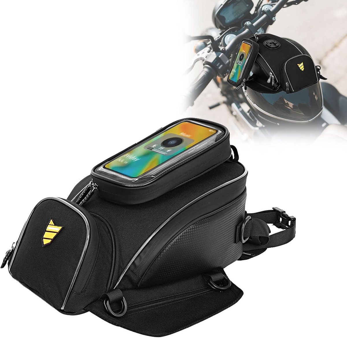 Motorfiets tankrugzak 10L - waterdicht materiaal - met reflecterende strips - ideaal voor lange ritten - ShopVlot