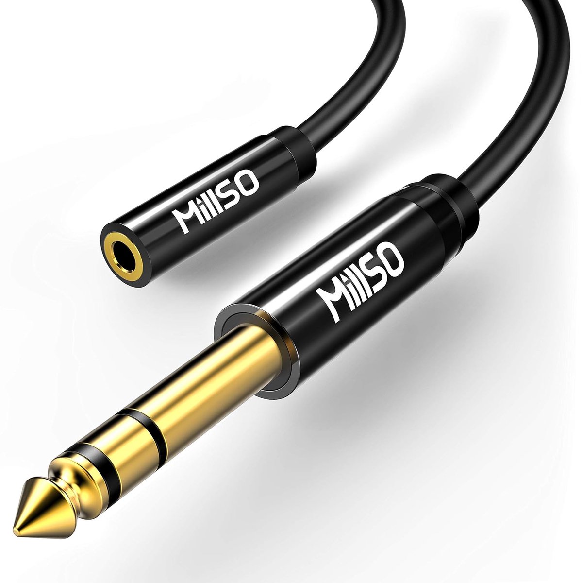 Jackadapter 6.35mm naar 3.5mm - 0,3m audio kabel - zwart - gebruik traditionele headphones - ShopVlot