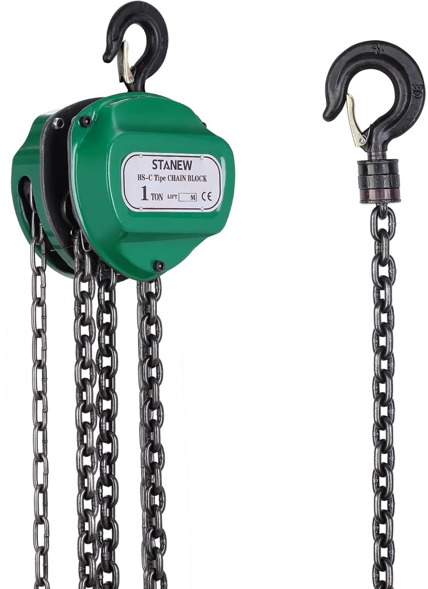 Handkettingtakel 1000kg - 5M hefhoogte - robuuste G80 staal ketting - ideaal voor licht tillen - ShopVlot