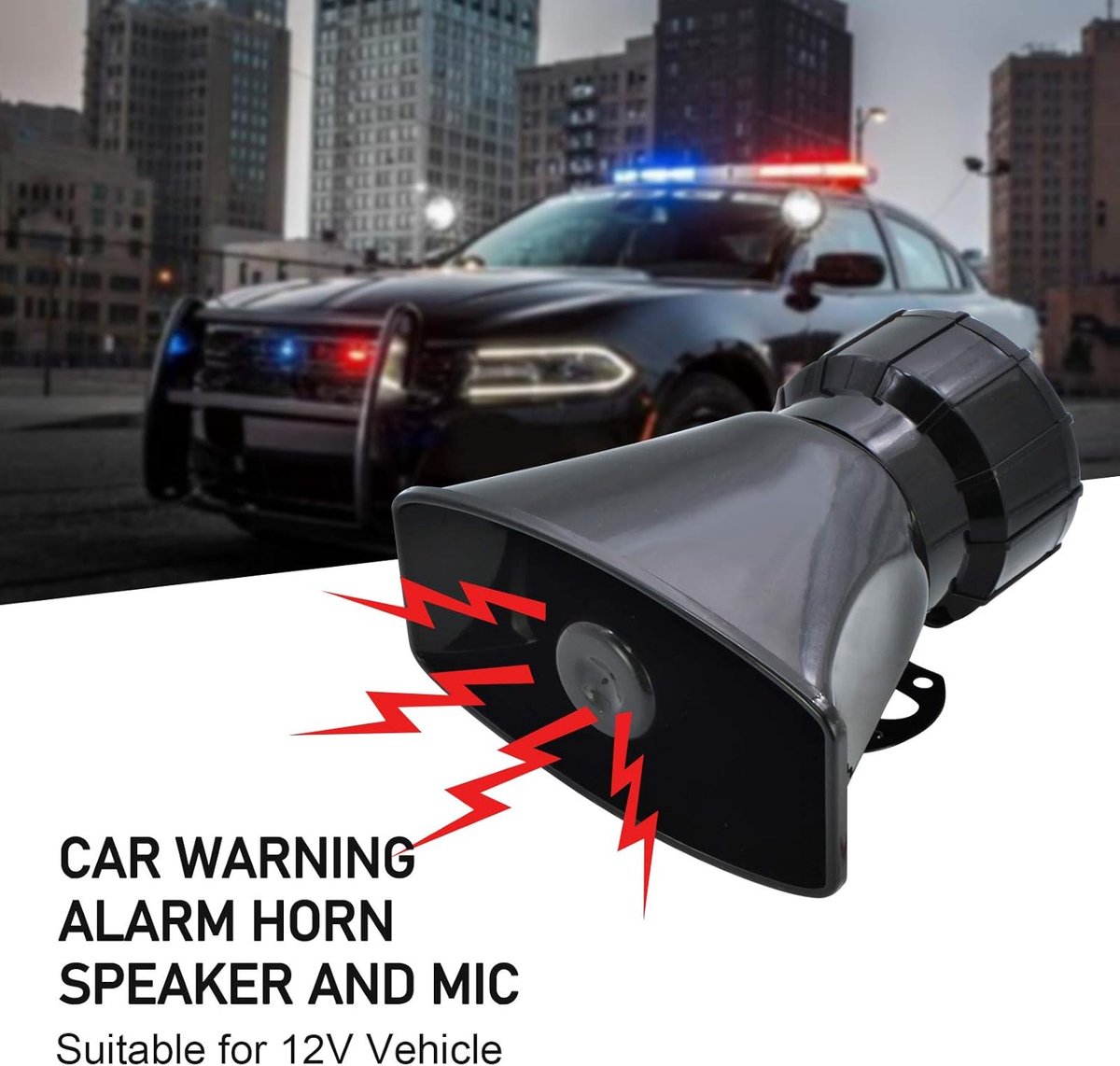 Car Sirene 12V 100W - 7 tonen - krachtige luidspreker - ideaal voor noodsituaties - ShopVlot