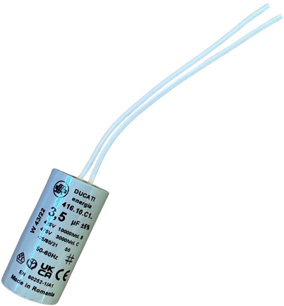 Capacitor 3.5µF 25mm x 55mm - met draad - Europese kwaliteit - ideaal voor elektrische toepassingen - ShopVlot